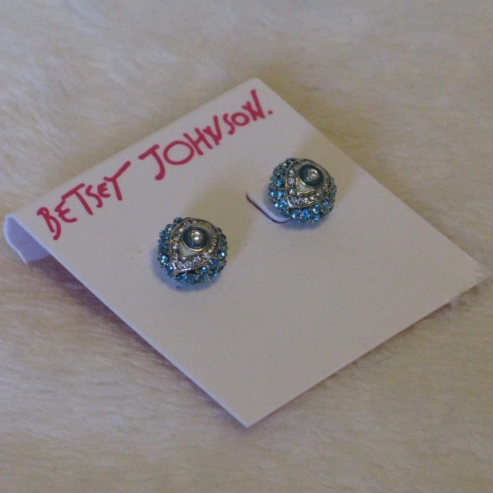 Betsey Johnson Pave Crystal Evil Eye Stud Earrings - NWT - Beautiful!